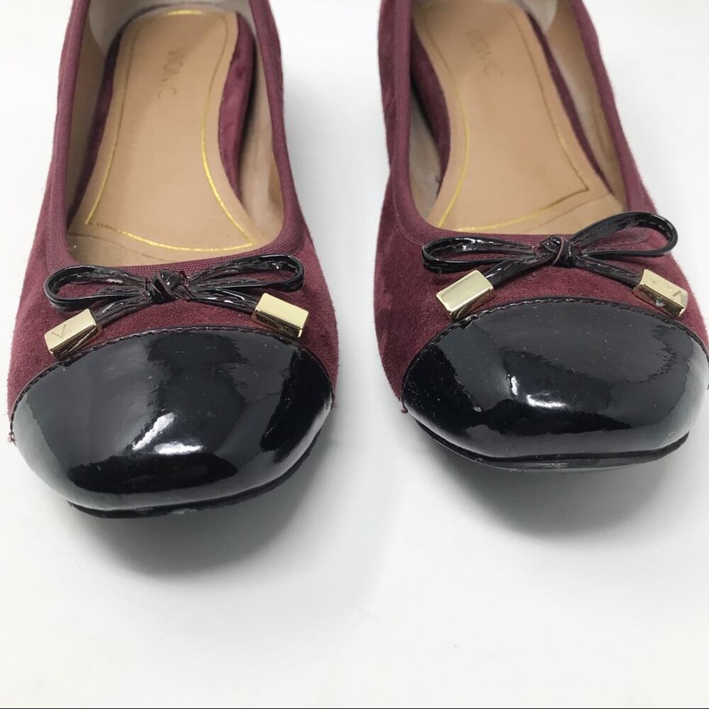 Vionic Daphne Suede Patent Block Heel Bow Low Pump Shoes Merlot Black Burgundy 8 - Picture 4 of 13